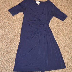 Small Motherhood Maternity Short Sleeve Navy Blue Wrap Tie Dress
